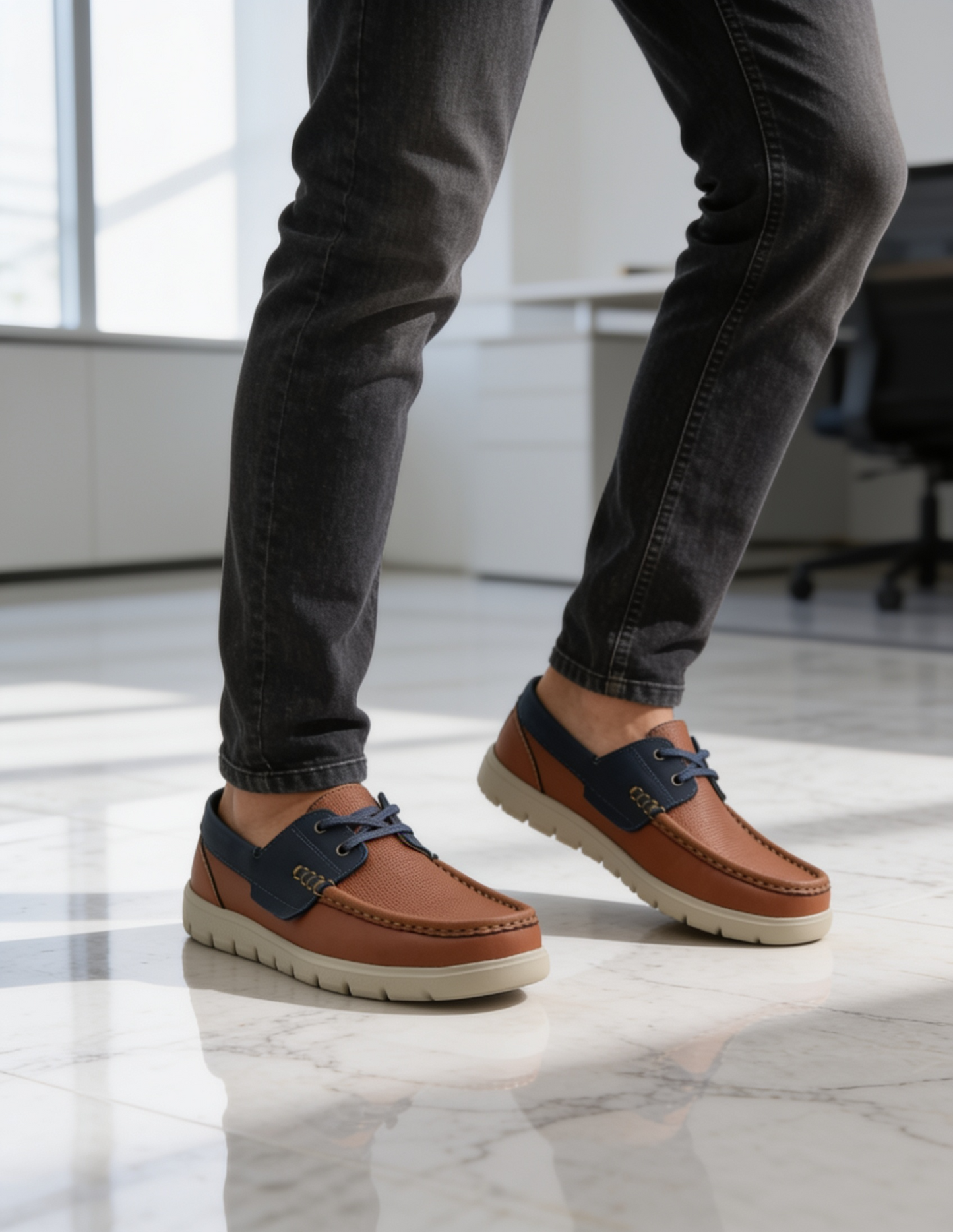 Mocasin Hansel Miel/Azul